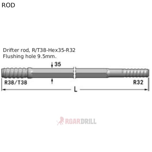 [12-22H35-R32_T38-3090-23] ROD HEX (BARRA) T38/R32 MM 3090 mm H35